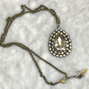 Liz Palacios Tear Drop Swarovski Crystal Pendant Necklace Antique Style
